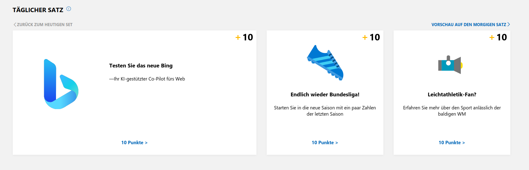 Microsoft rewards daily set